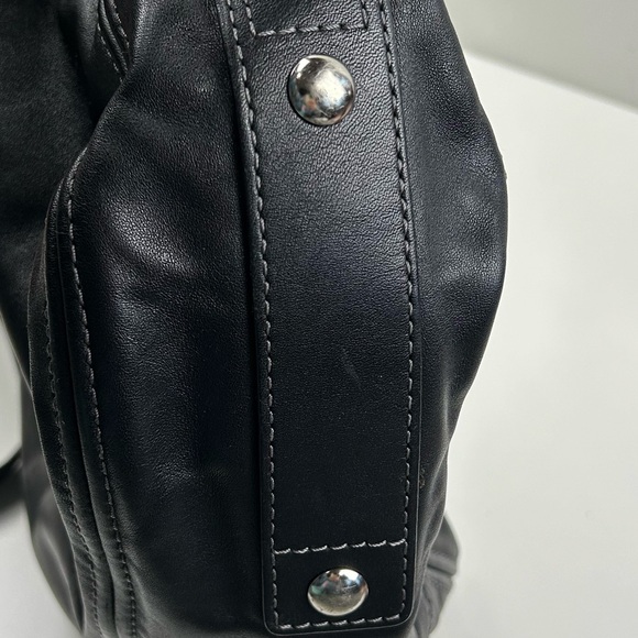 Coach Large Black Leather Hobo Shoulder Handbag Purse F14706 - Picture 5 of 10